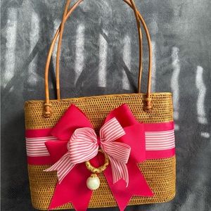Woven Bag with Pink Accents